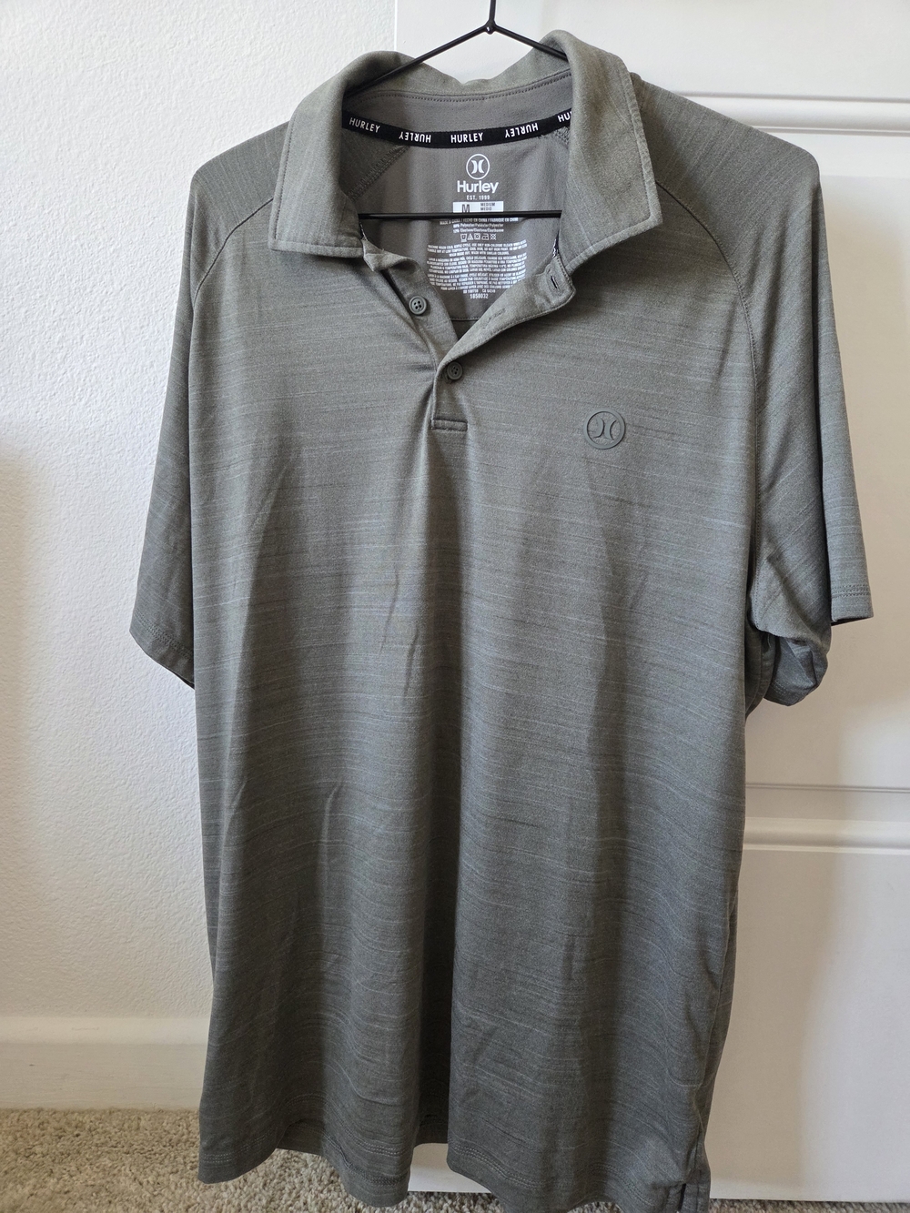 Hurley Men's Olive Polo with Subtle Logo, size M